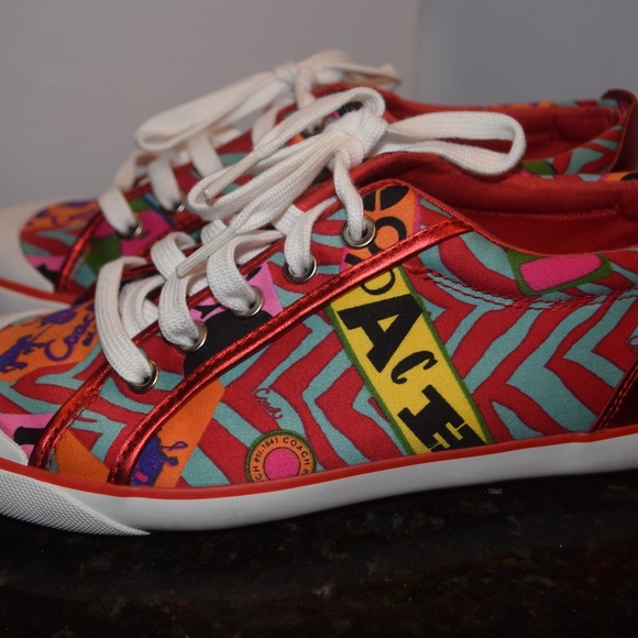 COACH BARRETT ZEBRA GRAFIT P 8M NIB RED - Picture 5 of 8